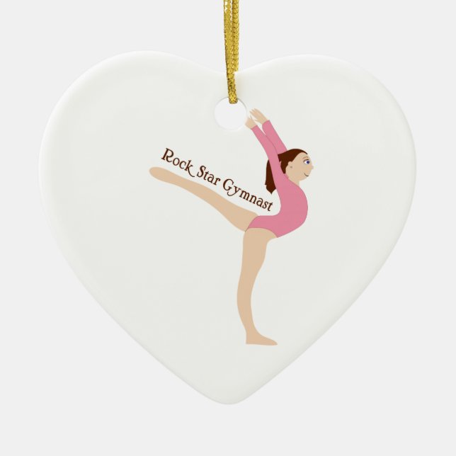 Rock Star Gymnast Ceramic Ornament (Front)