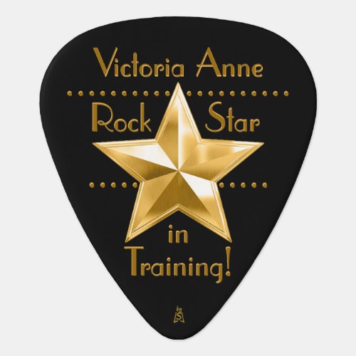 Rock Star in Training_Gold on Black Personalized Guitar Pick
