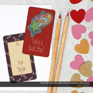 Rock Star Kid's Doodle School Valentine's Note Card