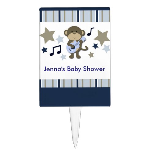 Rock Star Monkey Baby Shower Cake Pick Topper