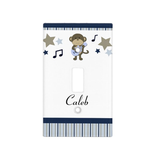 Rock Star Monkey Nursery Room Light Switch Cover (Front)
