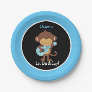 Rock Star Monkey Paper Plate / Custom Colors!