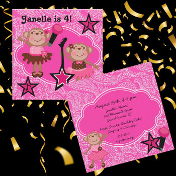 Rock Star Monkeys Birthday Invite by kids_birthdays at Zazzle