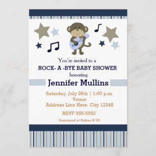 Rock Star Party Baby Shower Monkey Invitation