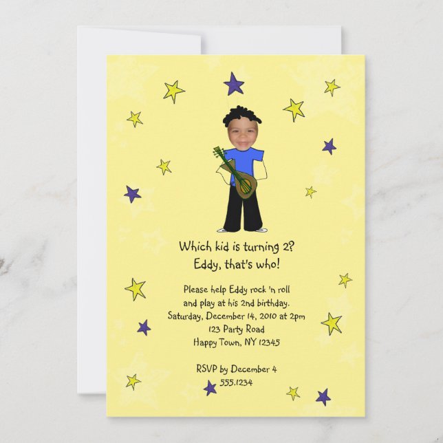 Rock Star Photo Impose BOY Invitation (Front)