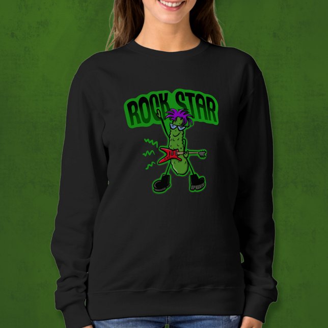 Rock Star Pickle - Funny Cartoon Sweatshirt (Creator Uploaded)