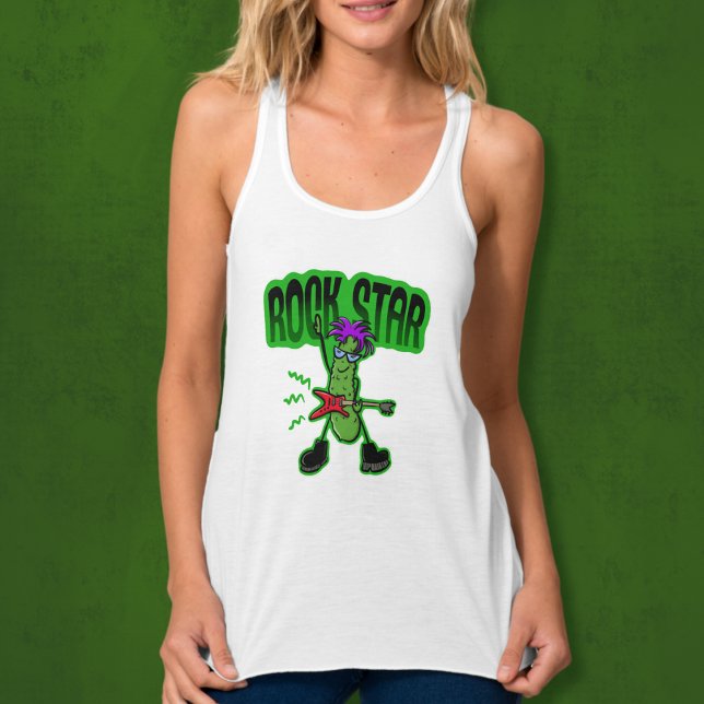 Rock Star Pickle - Funny Cartoon Tank Top (Creator Uploaded)