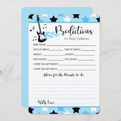 Rock Star Rock a Bye Predictions for baby advice Invitation