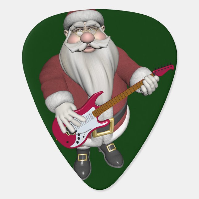 Rock Star Santa With Red Electric Guitar Pick (Back)
