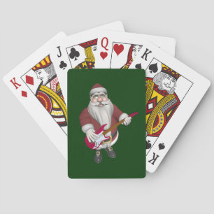 Rock Star Santa With Red Electric Guitar Poker Cards