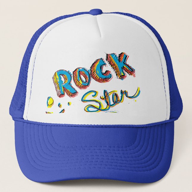 Rock Star Skull Trucker Hat (Front)