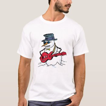 Rock Star Snowman T-shirt by christmasgiftshop at Zazzle
