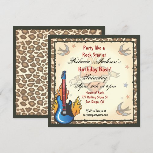 Rock Star Tattoo Invitation