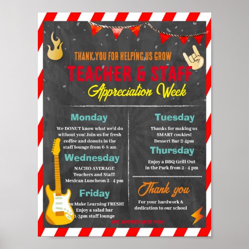 Rock Star Teacher and Staff Appreciation Week Poster
