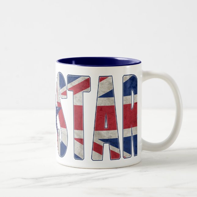 Rock Star Union Jack Flag Two-Tone Coffee Mug (Right)