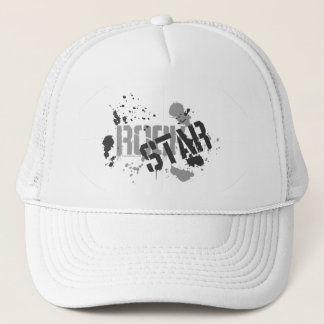 Rock Star White Mesh Truckers Cap Paint Splatter