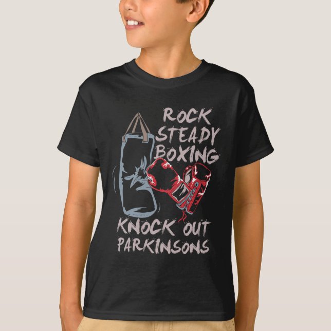 Rock Steady Boxing Knock Out Parkinsons  T-Shirt (Front)