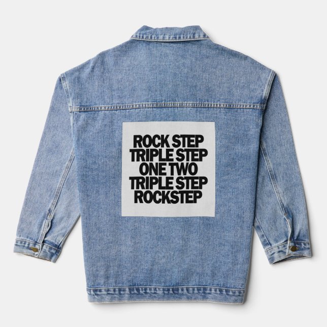 Rock Step Triple Step, Lindy Hop Dancer Denim Jacket (Back)