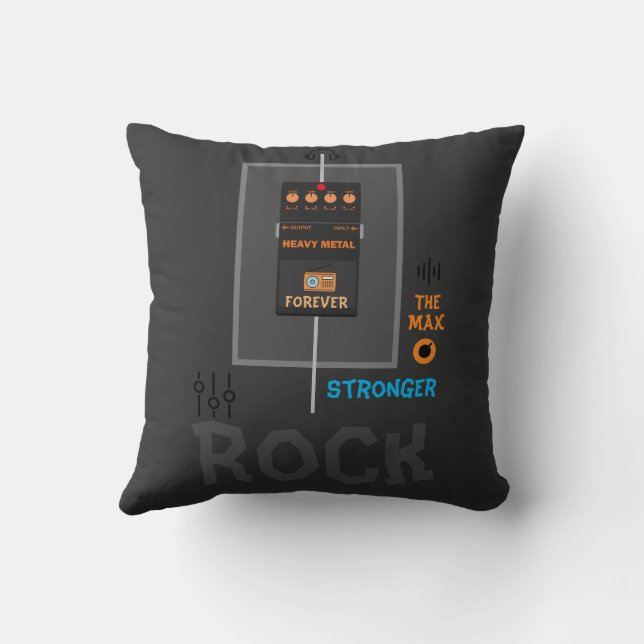 RoCk Stronger heavy metal Throw Pillow (Back)