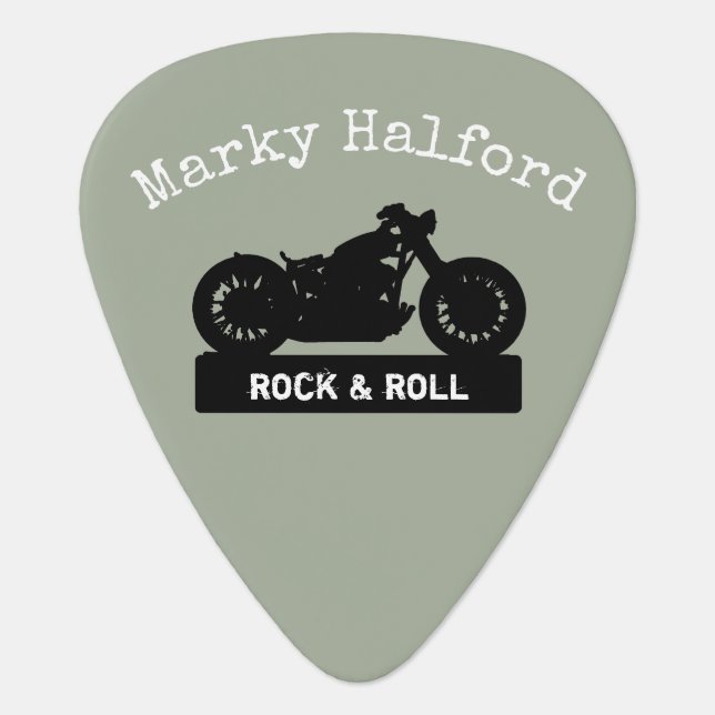 rock & stylish, black motorcycle,  personalized guitar pick (Front)