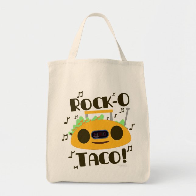 Rock Taco Funny Mexican Food Music Toon Slogan Tote Bag (Front)