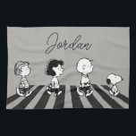 Rock Tees | Group Walk | Add Your Name Kitchen Towel<br><div class="desc">This Peanuts artwork features Snoopy taking a nap created in a rock music design style.</div>