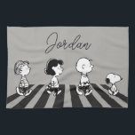 Rock Tees | Group Walk | Add Your Name Kitchen Towel<br><div class="desc">This Peanuts artwork features Snoopy taking a nap created in a rock music design style.</div>