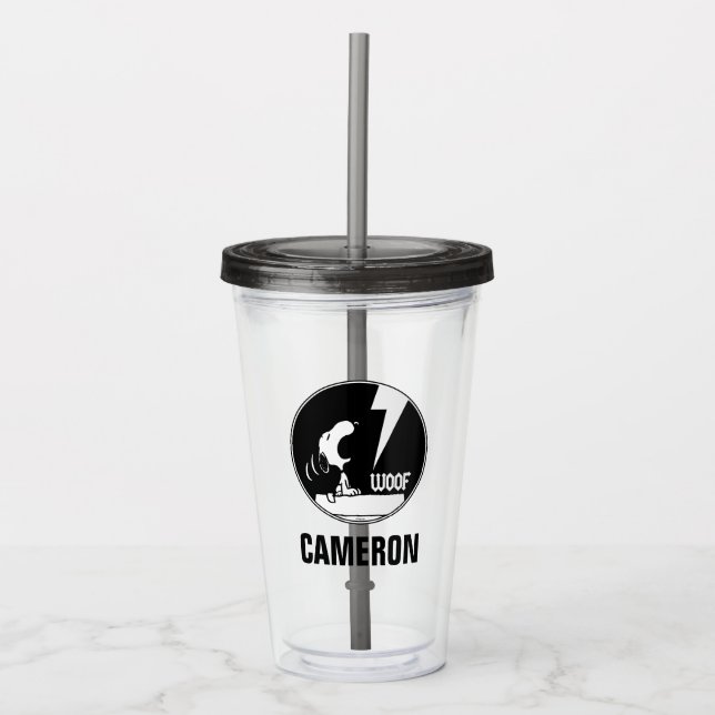 Rock Tees | Snoopy Howling | Add Your Name Acrylic Tumbler (Front)