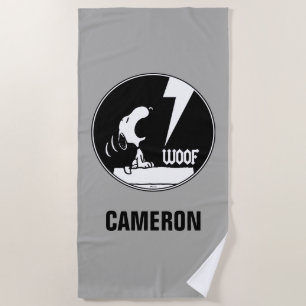 Rock Tees Snoopy Howling Add Your Name Beach Towel