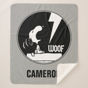 Rock Tees   Snoopy Howling   Add Your Name Sherpa Blanket