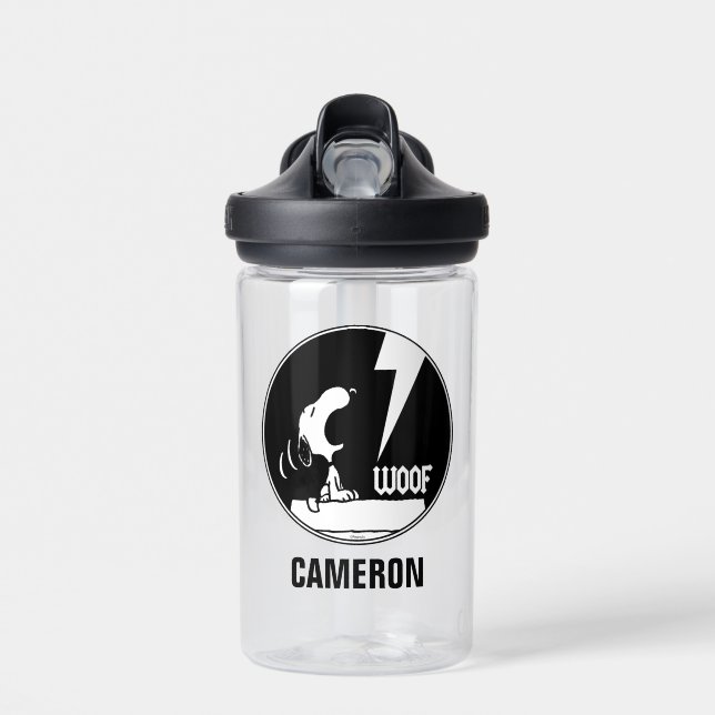 Rock Tees | Snoopy Howling | Add Your Name Water Bottle (Front)