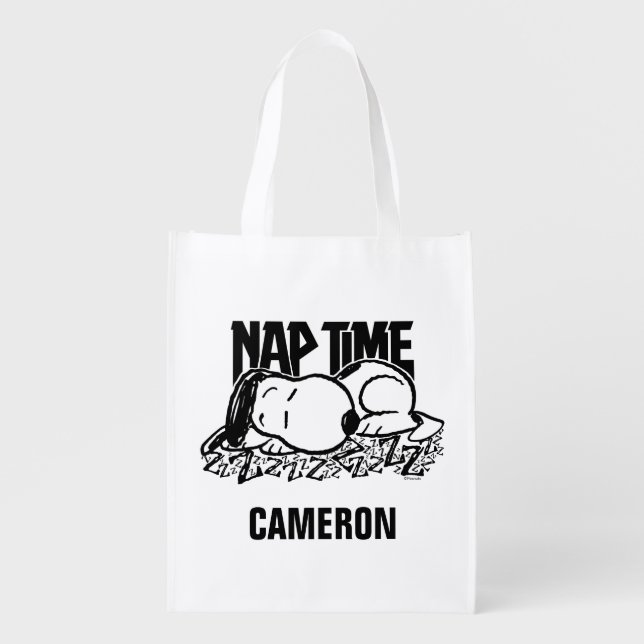 Rock Tees | Snoopy Nap Time | Add Your Name Grocery Bag (Front)