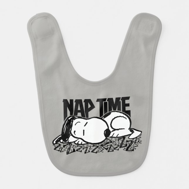 Rock Tees | Snoopy Nap Time Baby Bib (Front)