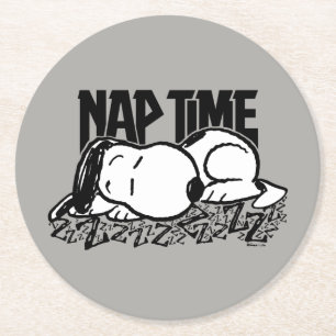 Rock Tees Snoopy Nap Time Round Paper Coaster