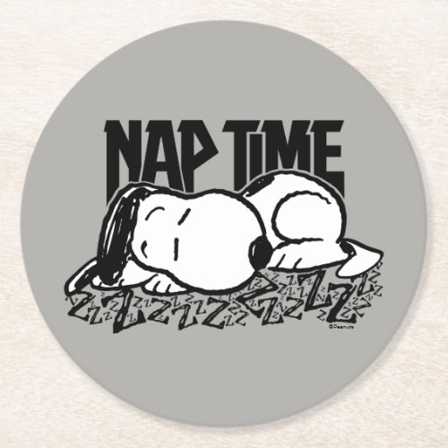 Rock Tees  Snoopy Nap Time Round Paper Coaster