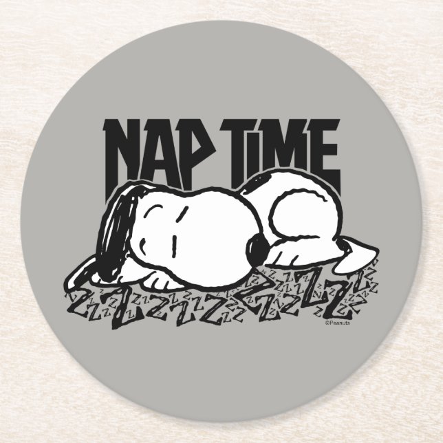 Rock Tees | Snoopy Nap Time Round Paper Coaster (Front)