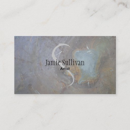 Customizable Rock Texture Artist Business Card Gray Monogram
