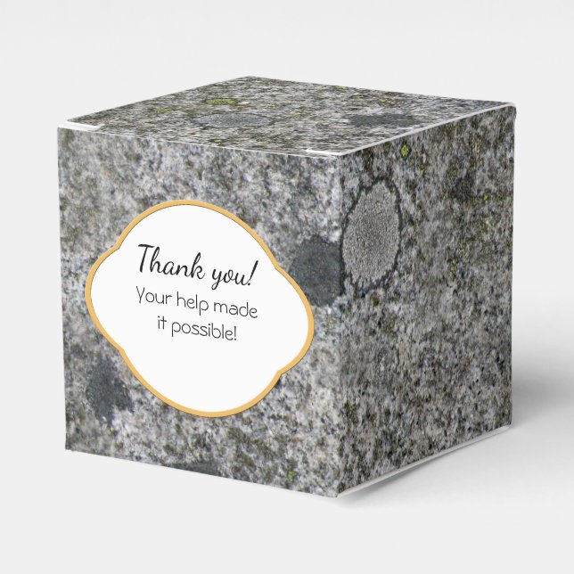 Rock Texture Gray Granite with Moss any Text Favor Boxes (Front Side)