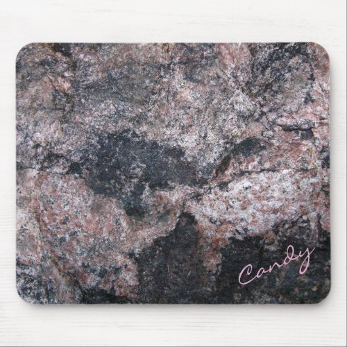 Rock Texture Pinkish Custom Text Mouse Pad