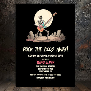 Rock the Boos Away Skeleton Halloween Party Invitation