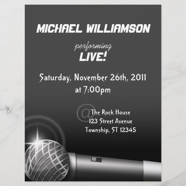 Rock the Mic ~ Gig or Venue Flyers (Front)