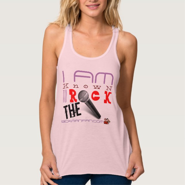 ROCK THE MIC RACER BACK PINK TANK TOP (Front)