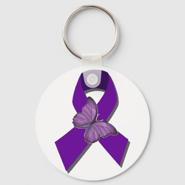 Rock the Ribbon Fibromyalgia Support Keychain (Front)