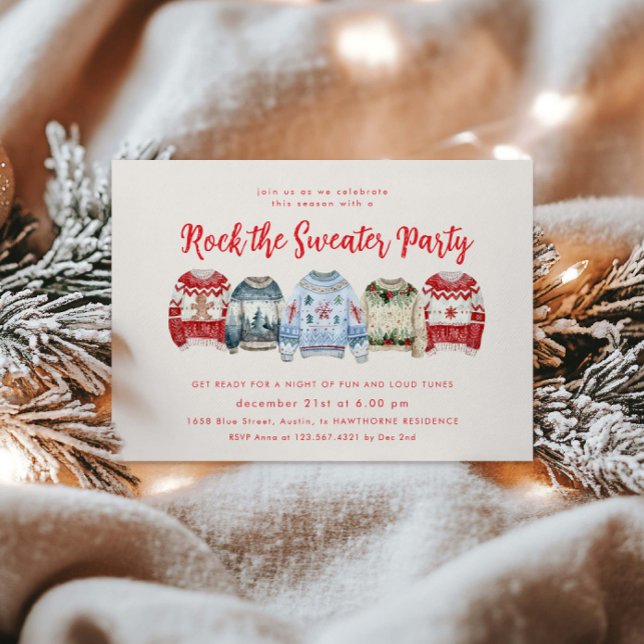 Rock The Sweater Holiday Party Invitation (Creator Uploaded)