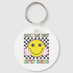 Rock The Test Day 5th Grade Teacher Fifth Grade Te Keychain