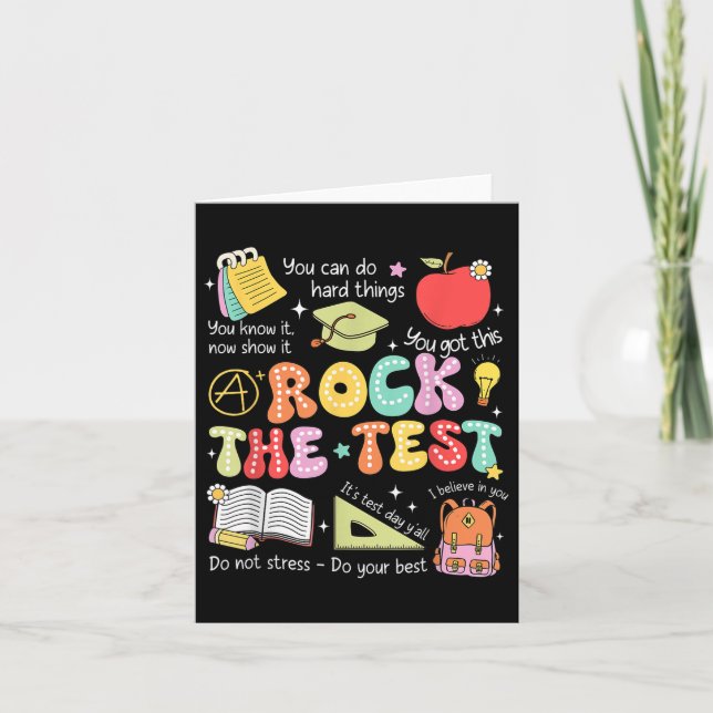 Rock The Test Day Staar State Testing Teacher Moti Card (Front)