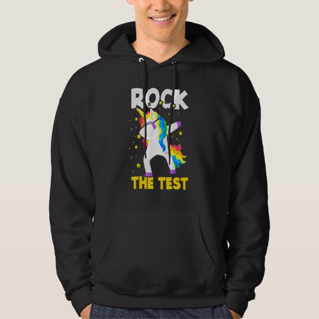 Rock The Test Day Student Teacher Dabbing Unicorn  Hoodie (Front)