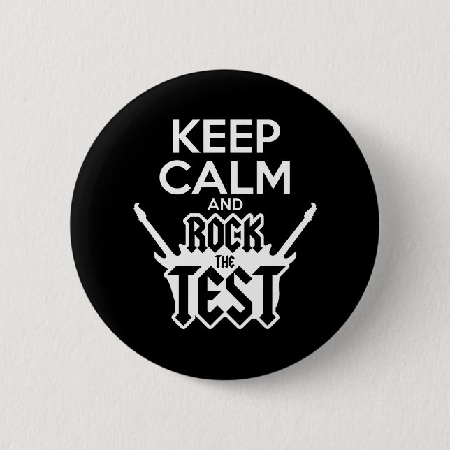 Rock The Test Day Teacher Testing State Idea Schoo Button (Front)