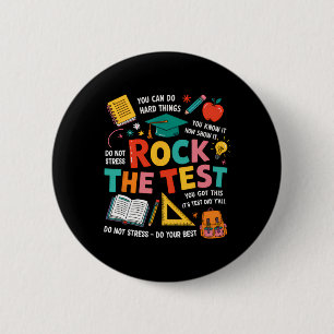 Rock The Test Funny Testing Day Teacher Student Te Button