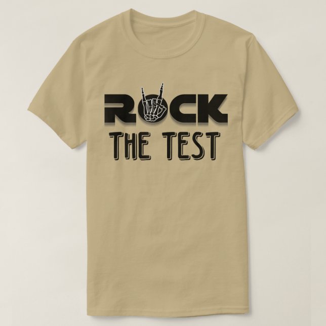 Rock The Test skeleton hand pencil Testing Day  T-Shirt (Design Front)